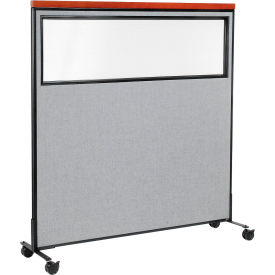 Interion® Mobile Deluxe Office Partition Panel with Partial Window 60-1/4