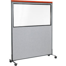 Interion® Mobile Deluxe Office Partition Panel with Partial Window 60-1/4