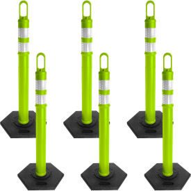 Mr. Chain® Delineator with Reflective Stripe Hexagonal Base Safety Green Pack of 6 14-6782