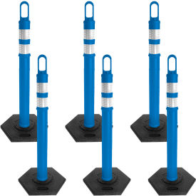 Mr. Chain® Delineator with Reflective Stripe Hexagonal Base Blue Pack of 6 24-6782