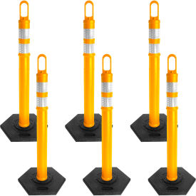 Mr. Chain® Delineator with Reflective Stripe Hexagonal Base Traffic Yellow Pack of 6 28-6782
