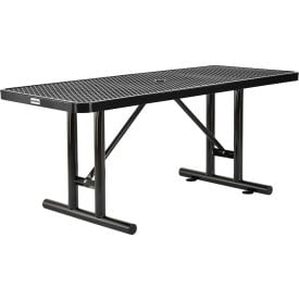 GoVets™ 6' Rectangular Steel Outdoor Table Expanded Metal Black 560BK277