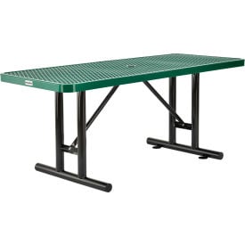 GoVets™ 6' Rectangular Steel Outdoor Table Expanded Metal Green 560GN277