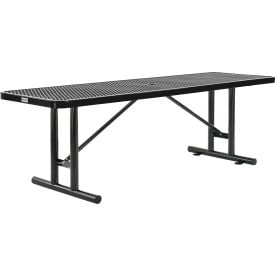 GoVets™ 8' Rectangular Steel Outdoor Table Expanded Metal Black 570BK277