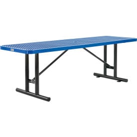 GoVets™ 8' Rectangular Steel Outdoor Table Expanded Metal Blue 570BL277