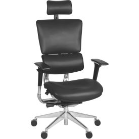 Interion® Omega Ergonomic Executive Office Chair with High Back & Adj. Arms Leather Black 19204B32