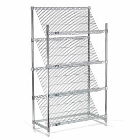 Nexel® 4 Shelf Chrome Slant Wire Shelving Unit Starter 36