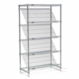 Nexel® 5 Shelf Chrome Slant Wire Shelving Unit Starter 48
