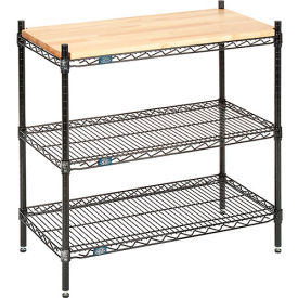 Nexel® 3 Shelf Black Epoxy Wire Shelving Display Unit Starter 48