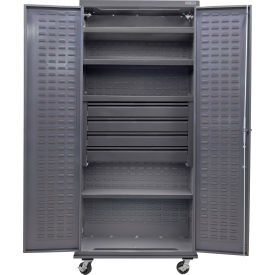 GoVets Configurable Mobile Drawer Cabinet 36Wx24Dx85H Gray 4 Shelf 4 Drawers 647M708