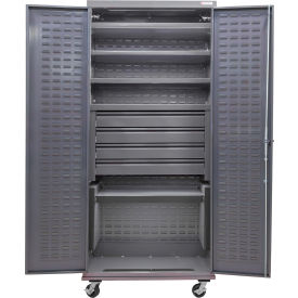 GoVets Configurable Mobile Drawer Cabinet 36Wx24Dx85H Gray 5 Shelf 4 Drawers 649M708
