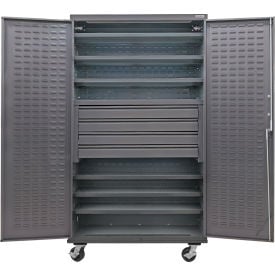 GoVets Configurable Mobile Drawer Cabinet 48W x 24D x 85H Gray 6 Shelf 4 Drawers 660M708