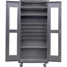 GoVets Clear-View Configurable Mobile Drawer Cabinet36x24x85Gray4 Shelf4 Drawers 760M708