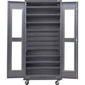 GoVets Clear-View Configurable Mobile Drawer Cabinet36x24x85Gray6 Shelf4 Drawers 761M708