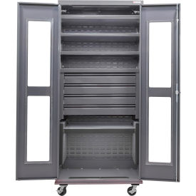 GoVets Clear-View Configurable Mobile Drawer Cabinet36x24x85Gray5 Shelf4 Drawers 762M708