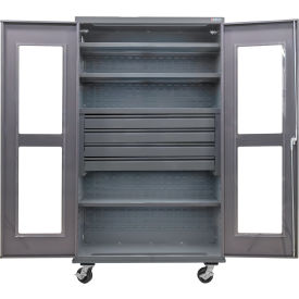 GoVets Clear-View Configurable Mobile Drawer Cabinet48x24x85Gray4 Shelf4 Drawers 766M708
