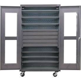 GoVets Clear-View Configurable Mobile Drawer Cabinet48x24x85Gray6 Shelf4 Drawers 767M708