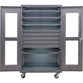 GoVets Clear-View Configurable Mobile Drawer Cabinet48x24x85Gray5 Shelf4 Drawers 768M708