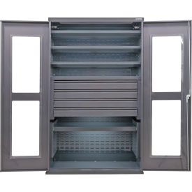 GoVets Clear-View Configurable Drawer Cabinet 48Wx24Dx78H Gray 5 Shelf 4 Drawers 768S708