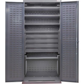 GoVets E-Lock Configurable Drawer Cabinet 36Wx24Dx78H Gray 5 Shelf 4 Drawers 830S708