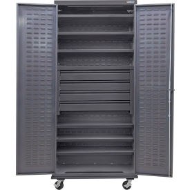 GoVets E-Lock Configurable Mobile Drawer Cabinet36x24x85Gray6 Shelf4 Drawers 832M708