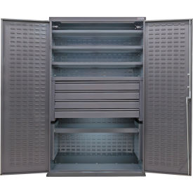 GoVets E-Lock Configurable Drawer Cabinet 48Wx24Dx78H Gray 5 Shelf 4 Drawers 839S708