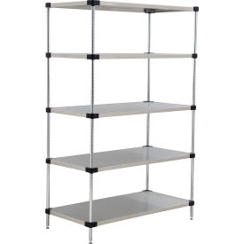 Nexel® 5 Shelf Stainless Steel Solid Shelving Unit Starter 48