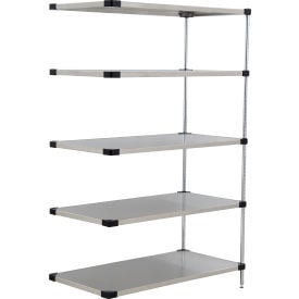 Nexel® 5 Shelf Stainless Steel Solid Shelving Unit Add On 48