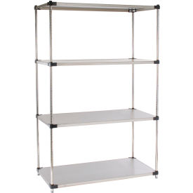 Nexel® 4 Shelf Stainless Steel Solid Shelving Unit Starter 48
