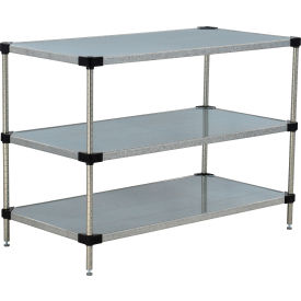 Nexel® 3 Shelf Galvanized Steel Solid Shelving Unit Starter 72