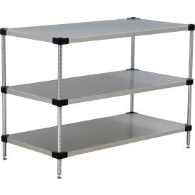 Nexel® 3 Shelf Stainless Steel Solid Shelving Unit Starter 48