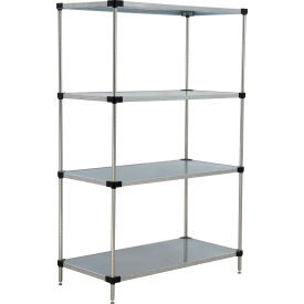Nexel® 4 Shelf Galvanized Steel Solid Shelving Unit Starter 48