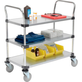 Nexel® 3 Shelf Utility Cart Solid Galvanized 36