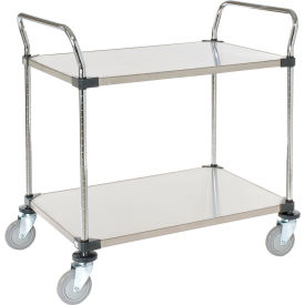 Nexel® 2 Shelf Utility Cart Solid Stainless Steel 36