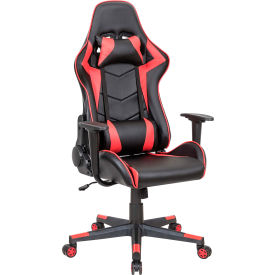 Interion® Gaming Chair Antimicrobial High Back Black/Ruby Red 853RD695