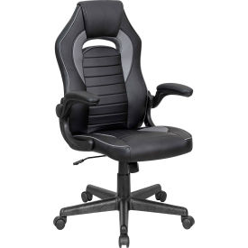 Interion® Antimicrobial Racing Chair Black/Gray 854GY695