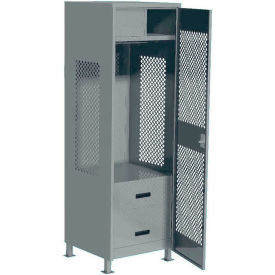 GoVets 1 Door Security Gear Locker w/ 2 Drawers Top Compt. & Legs 24