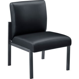 Interion® Armless Synthetic Leather Reception Chair - Black 730695