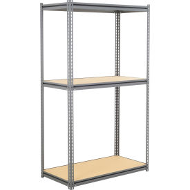 GoVets 3 Shelf Heavy Duty Boltless Shelving Z Beam Starter 60Wx36Dx60H Wood Deck 53985B31