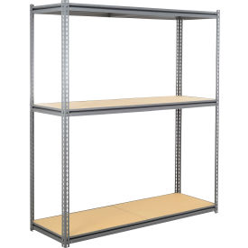 GoVets 3 Shelf Heavy Duty Boltless Shelving Z Beam Starter 72Wx24Dx84H Wood Deck 896GY580