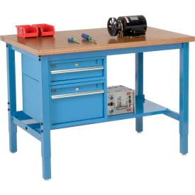 GoVets™ 48 x 30 Production Workbench - Shop Top Square Edge - Drawers & Shelf - Blue 285BL319