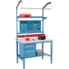 GoVets™ 48 x 30 Production Workbench - Laminate Square Edge Complete Bench - Blue 294BL319