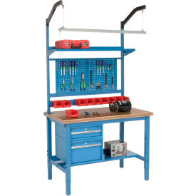 GoVets™ 48 x 30 Production Workbench - Shop Top Safety Edge Complete Bench - Blue 302BL319