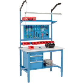 GoVets™ 48 x 36 Production Workbench - Laminate Safety Edge Complete Bench - Blue 310BL319