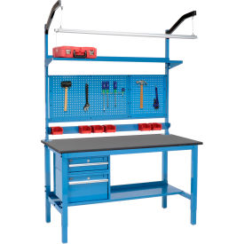GoVets™ 60 x 30 Production Workbench - Phenolic Safety Edge Complete Bench - Blue 316BL319