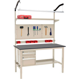 GoVets™ 60 x 30 Production Workbench - Phenolic Safety Edge Complete Bench - Tan 316TN319