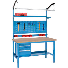 GoVets™ 72 x 36 Production Workbench - Shop Top Square Edge Complete Bench - Blue 348BL319