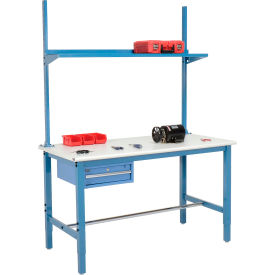 GoVets™ 60x30 Production Workbench ESD Safety Edge - Drawer Upright & Shelf BL 960BL318