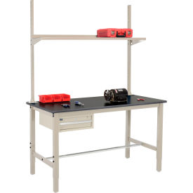 GoVets™ 60x30 Production Workbench Phenolic Safety Edge Drawer Upright & Shelf TN 962TN318