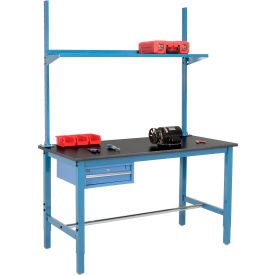 GoVets™ 60x36 Production Workbench Phenolic Safety Edge - Drawer Upright & Shelf BL 971BL318